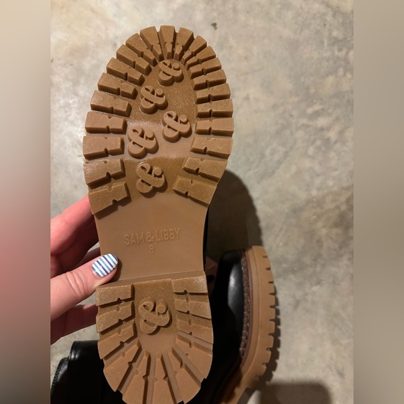 Sam & Libby Samantha Combat Boots 8 New Faux Leather Zip Lace Up Embellished - Picture 5 of 6